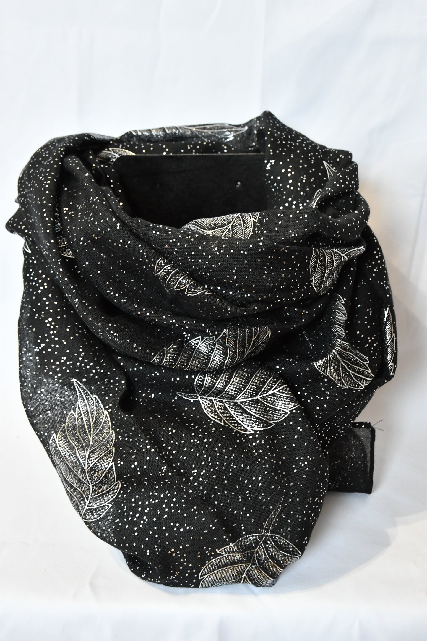 Foulard Feuille argent et paillette