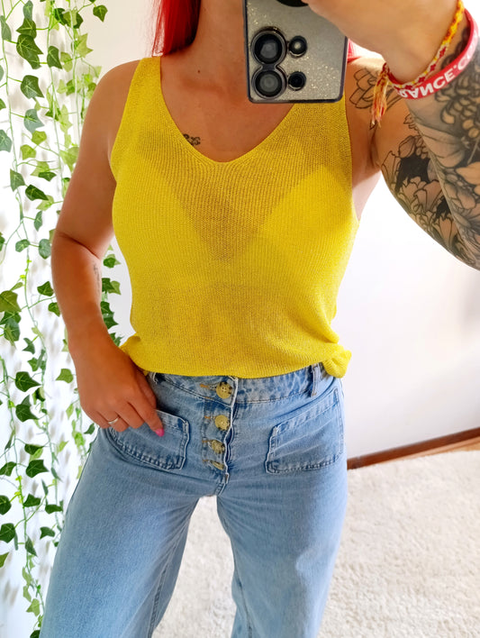Top crochet Jaune